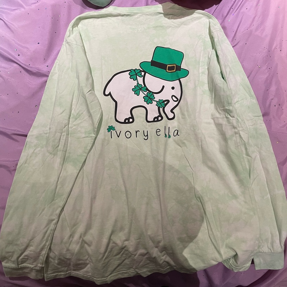 IVORY ELLA LONG SLEEVE ST PATRICKS DAY GREEN TIE DYE T SHIRT SIZE XL